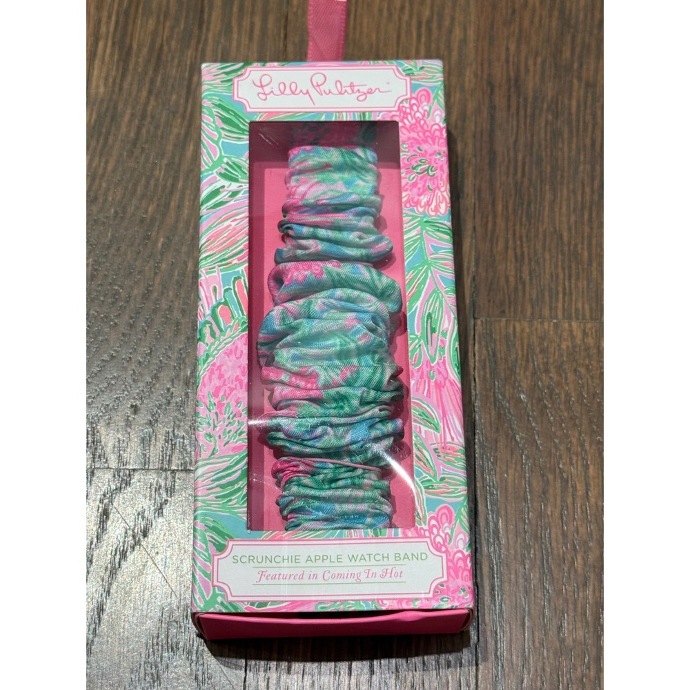 Lilly Pulitzer Scrunchie Apple Watch Band 38mm 40mm‎ Coming In Hot Flamingo Palm